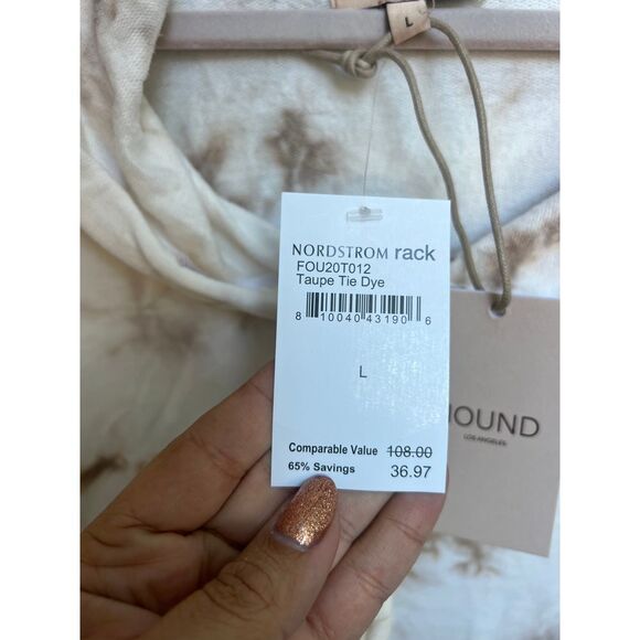 Found LA Dreamer Tie Dye Hoodie Taupe Tie Dye High Low Size Large Nordstrom NWT - Picture 7 of 7